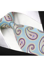 Men's100% Silk Tie Blue Paisley Fashion