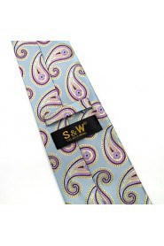 Men's100% Silk Tie Blue Paisley Fashion