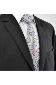 Men's100% Silk Tie Blue Paisley Fashion