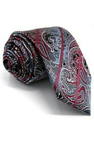 Men's 100% Silk Tie Gray Paisley Necktie Jacquard Woven