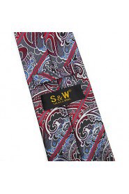 Men's 100% Silk Tie Gray Paisley Necktie Jacquard Woven