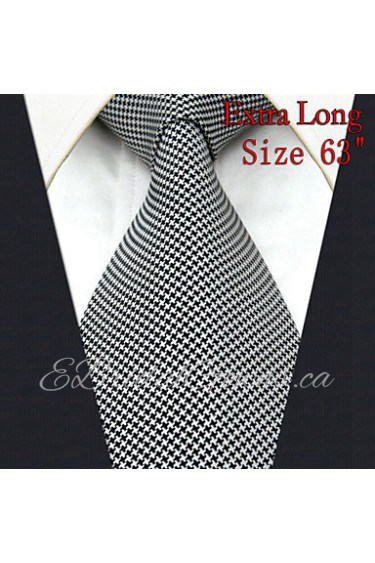 Men's Tie Checked White 100% Silk New Fashion Casual