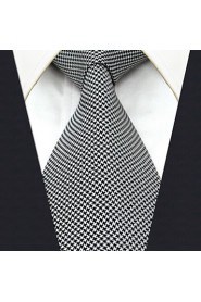 Men's Tie Checked White 100% Silk New Fashion Casual