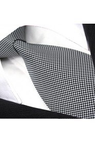 Men's Tie Checked White 100% Silk New Fashion Casual