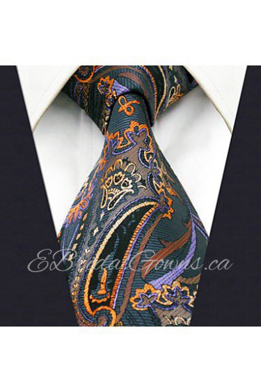 Men's100% Silk Tie Brown Paisley Fashion