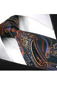 Men's100% Silk Tie Brown Paisley Fashion