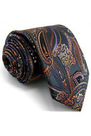 Men's100% Silk Tie Brown Paisley Fashion