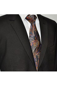 Men's100% Silk Tie Brown Paisley Fashion