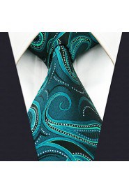 Men's100% Silk Tie Green Paisley Fashion