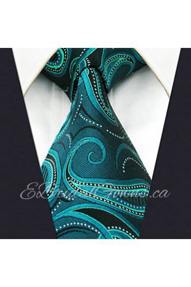 Men's100% Silk Tie Green Paisley Fashion