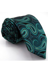 Men's100% Silk Tie Green Paisley Fashion