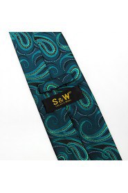 Men's100% Silk Tie Green Paisley Fashion