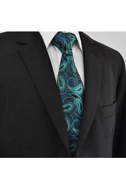 Men's100% Silk Tie Green Paisley Fashion