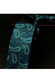 Men's100% Silk Tie Green Paisley Fashion