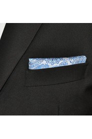 Men Light Blue Paisley 100% Silk Pocket Square Business Fashion