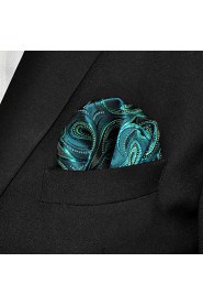 Men Paisley Green 100% Silk Pocket Square Business Fashion