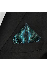 Men Paisley Green 100% Silk Pocket Square Business Fashion