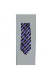 Men's Tie Purple Black Plaid Wedding Formal Business Work Casual Necktie Gift for Father With Gift Box