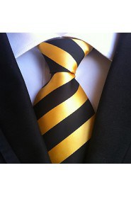 Men Wedding Cocktail Necktie At Work Black Yellow Tie