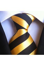 Men Wedding Cocktail Necktie At Work Black Yellow Tie