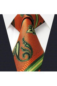 Shlax & Wing Neckties Men's Ties Orange Green Paisley Jacquard Woven