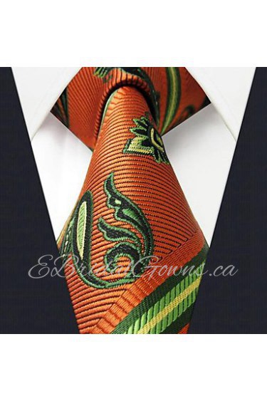 Shlax & Wing Neckties Men's Ties Orange Green Paisley Jacquard Woven