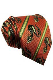 Shlax & Wing Neckties Men's Ties Orange Green Paisley Jacquard Woven