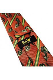 Shlax & Wing Neckties Men's Ties Orange Green Paisley Jacquard Woven