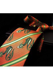 Shlax & Wing Neckties Men's Ties Orange Green Paisley Jacquard Woven