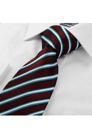 Men's New Blue Striped Plum Microfiber Tie Necktie For Wedding Party Holiday With Gift Box