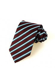 Men's New Blue Striped Plum Microfiber Tie Necktie For Wedding Party Holiday With Gift Box