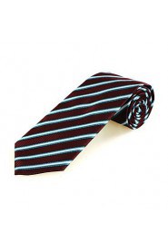 Men's New Blue Striped Plum Microfiber Tie Necktie For Wedding Party Holiday With Gift Box