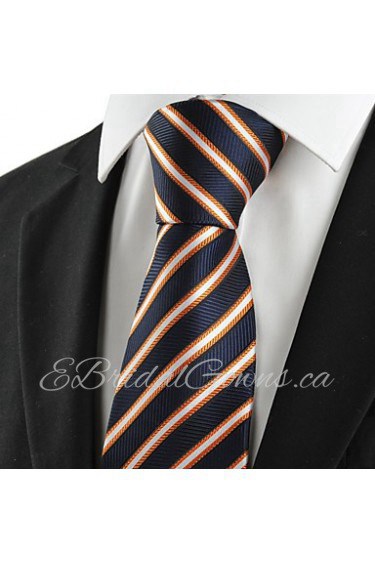 Men's Silver Striped Microfiber Tie Necktie For Wedding Party Holiday With Gift Box(2 Colors Avaliable)