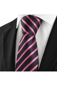 Men's Silver Striped Microfiber Tie Necktie For Wedding Party Holiday With Gift Box(2 Colors Avaliable)