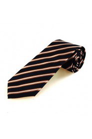 Men's Silver Striped Microfiber Tie Necktie For Wedding Party Holiday With Gift Box(2 Colors Avaliable)