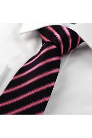 Men's Silver Striped Microfiber Tie Necktie For Wedding Party Holiday With Gift Box(2 Colors Avaliable)