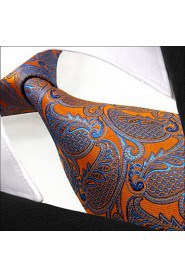 Geometric Orange Blue Mens Neckties Ties Fashion Wedding Silk Long