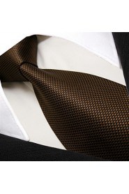 Mens Tie Solid Color Dark Brown Chocolate Necktie Silk Classic