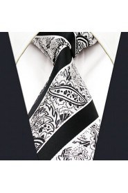 Men's Tie Gray Paisley Dots Fashion 100% Silk Business