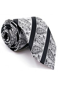 Men's Tie Gray Paisley Dots Fashion 100% Silk Business