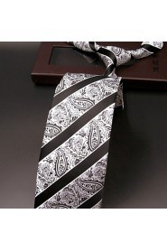 Men's Tie Gray Paisley Dots Fashion 100% Silk Business