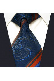 Men's Tie Striped Paisley Navy Blue Fashion 100% Silk Business