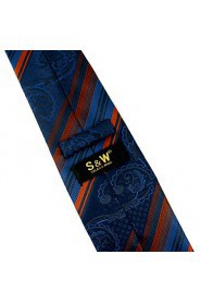 Men's Tie Striped Paisley Navy Blue Fashion 100% Silk Business