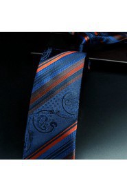 Men's Tie Striped Paisley Navy Blue Fashion 100% Silk Business