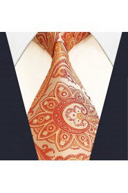 Men's Necktie Tie Paisley Orange 100% Silk Business Dress