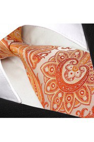 Men's Necktie Tie Paisley Orange 100% Silk Business Dress