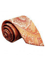 Men's Necktie Tie Paisley Orange 100% Silk Business Dress