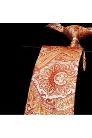 Men's Necktie Tie Paisley Orange 100% Silk Business Dress