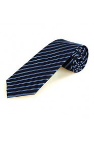 Men's Striped Blue Microfiber Tie Necktie For Wedding Holiday With Gift Box