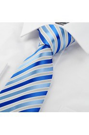 Men's Luxury Striped Royal Blue Microfiber Tie Necktie For Wedding Holiday With Gift Box